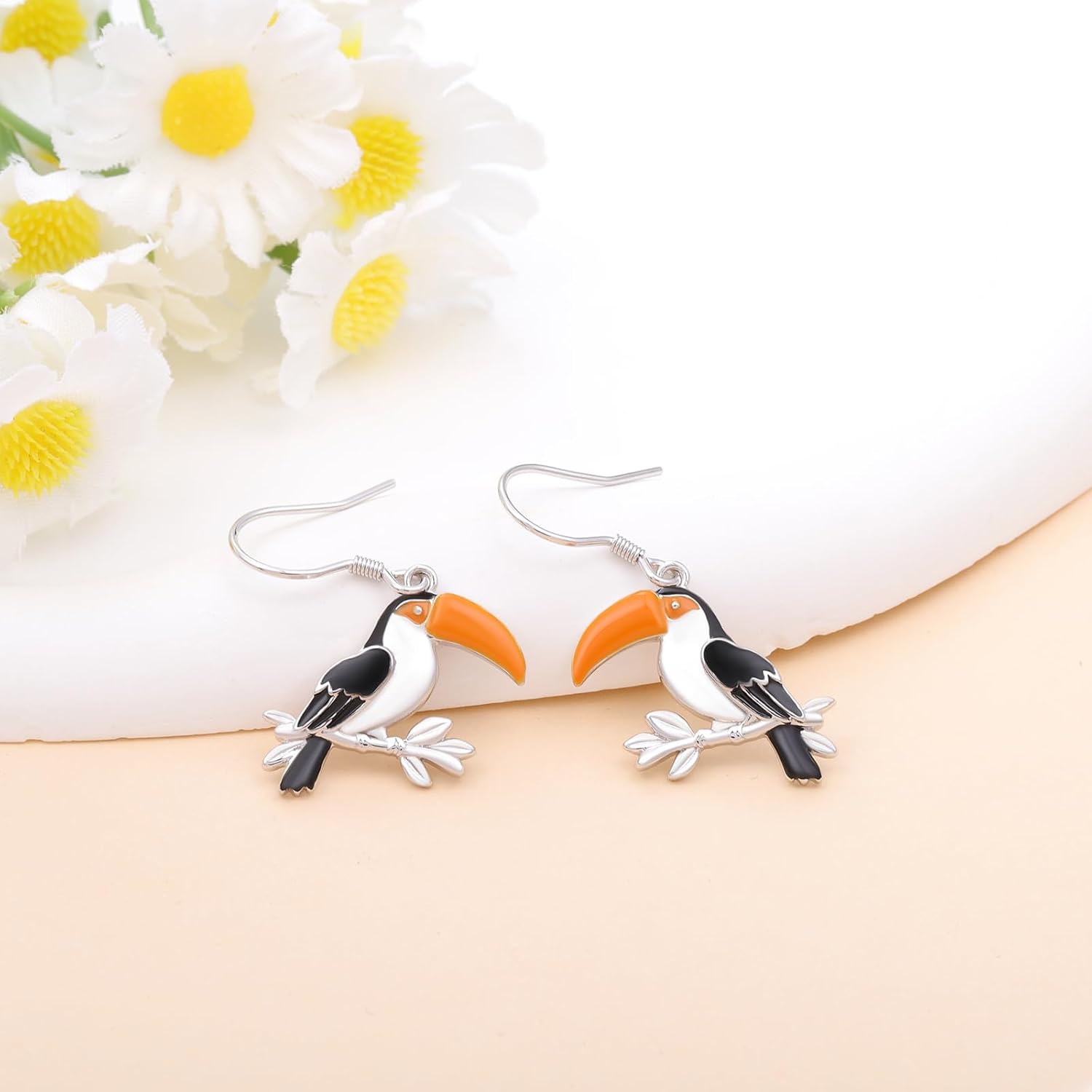 Toucan Bird Earrings for Nature Lovers - Silver Cute Tropical Bird Dangle Earrings Toucan Boho Christmas Birthday Jewelry Gifts for Women - Image 3