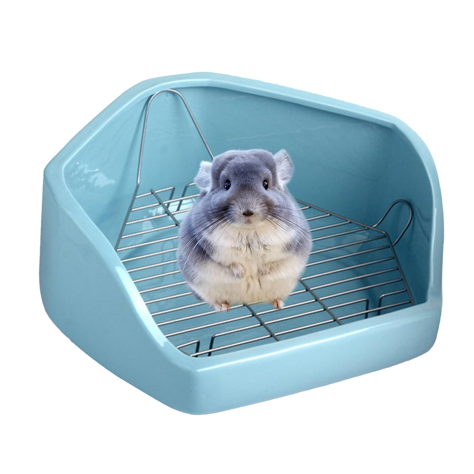 Bunny Katzentoilette, Ecktoilette, Kaninchentoilette, für den Innenbereich, für kleine Haustiere, abnehmbarer Draht, Töpfchentrainer für Chinchilla
