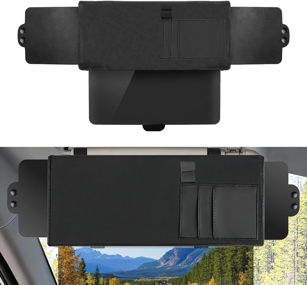 Car Sun Visor Extender, Adjustable Auto Sunshade Extender with Polarized Lens & Dual Side Blockers, Anti-Glare Windshield Sun Visor Extension Shade Protects from UV Rays