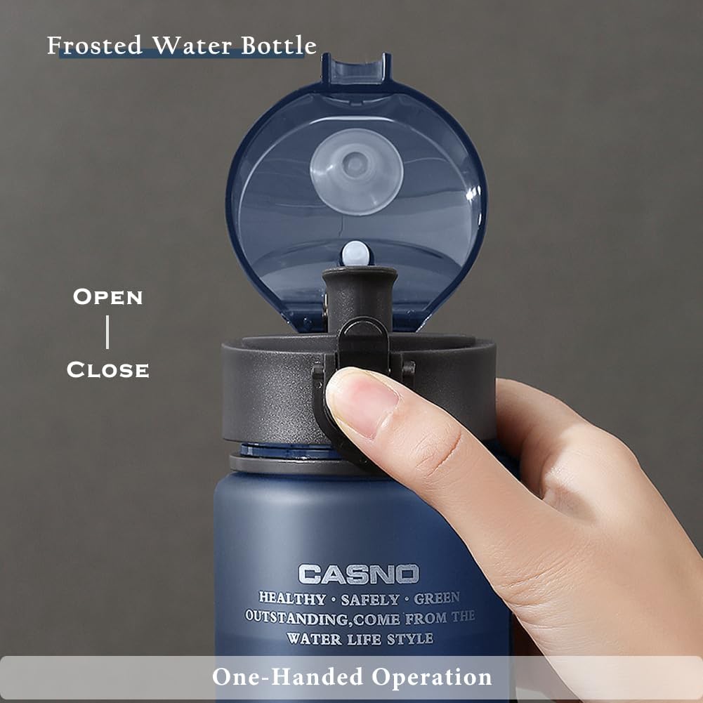 DEARART 2-Pack Blue & Red Water Bottle with Locked Lid, Frosted Bottle One Hand 100% Leakproof No Straw, Suit Sport Office School Travel Yoga Gym, 20oz