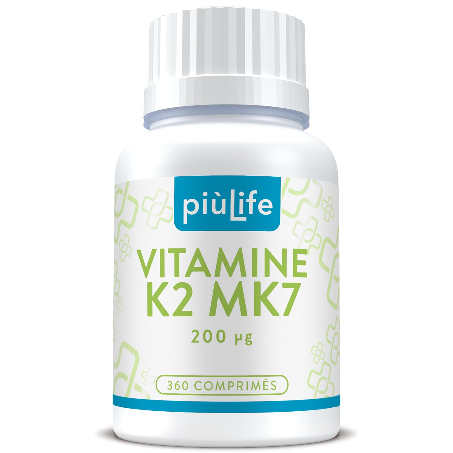 Vitamine K2 Mk7 200 mcg ménachinone 100% All-Trans – 1 Par Jour – Vit K2 Vitamine K pour la solidité osseuse & la mobilité articulaire – 360 mini-comprimés PiùLife