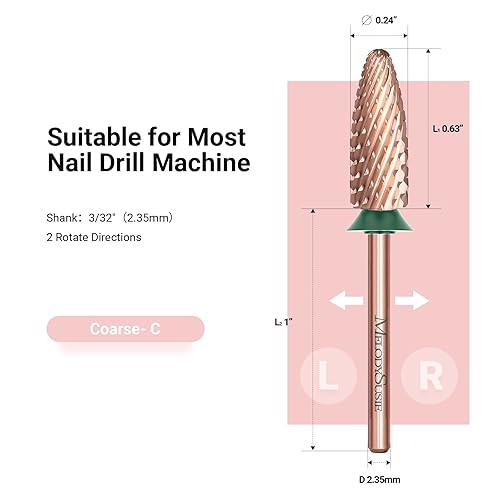 Miniatura 5 de MelodySusie Brocas largas para uñas con llama, brocas de tungsteno de carburo de 332 pulgadas, adecuadas para manicura, pedicura, cutícula, esmalte