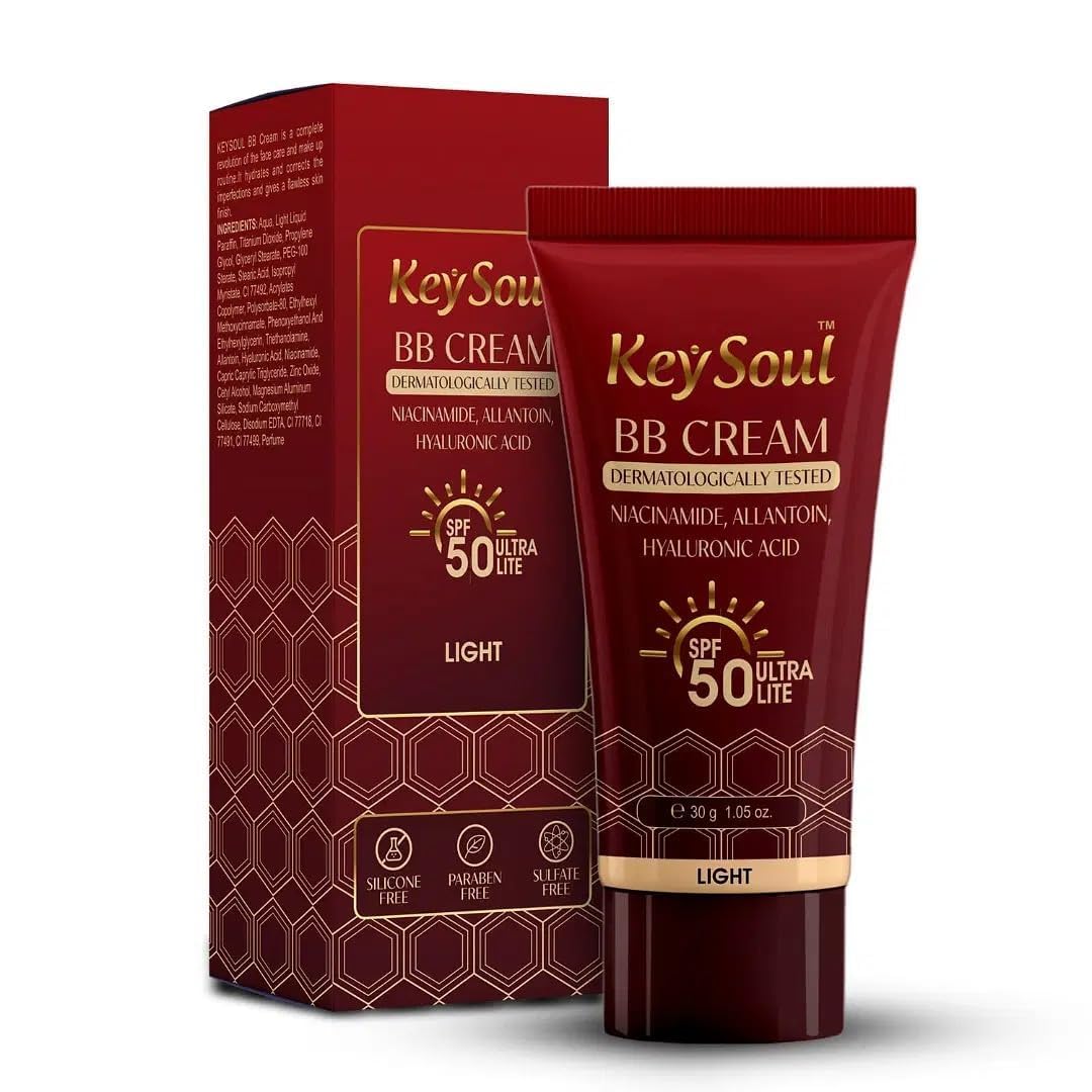 BB Cream SPF 50 Ultra Lite – Light Shade | Niacinamide, Allantoin & Hyaluronic Acid | Lightweight Daily Coverage with Sun Protection | Silicone, Paraben & Sulphate Free | Dermatologically Tested | 30 g