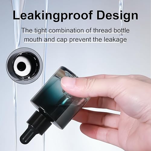 Miniatura 2 de UMETASS Goteros pequeños de vidrio grueso de 1 oz, botellas de pipeta con 3 embudos, botellas de tintura de aceites esenciales a prueba de fugas de