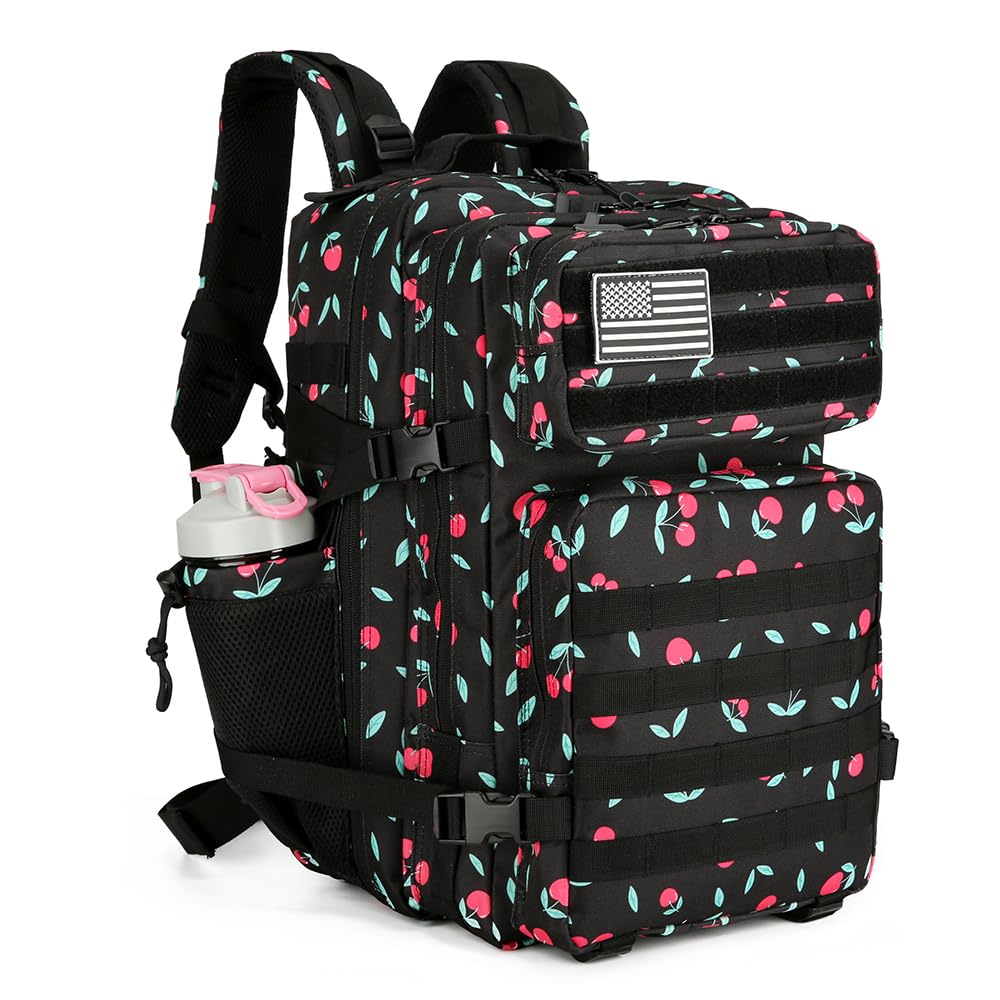 HongXingHai 45L Military Tactical Backpacks 3 Days Assault Pack Bag Fitness Rucksack 3 Day Bug Out Bag Hiking Treeking Molle Daypack (Cherry)