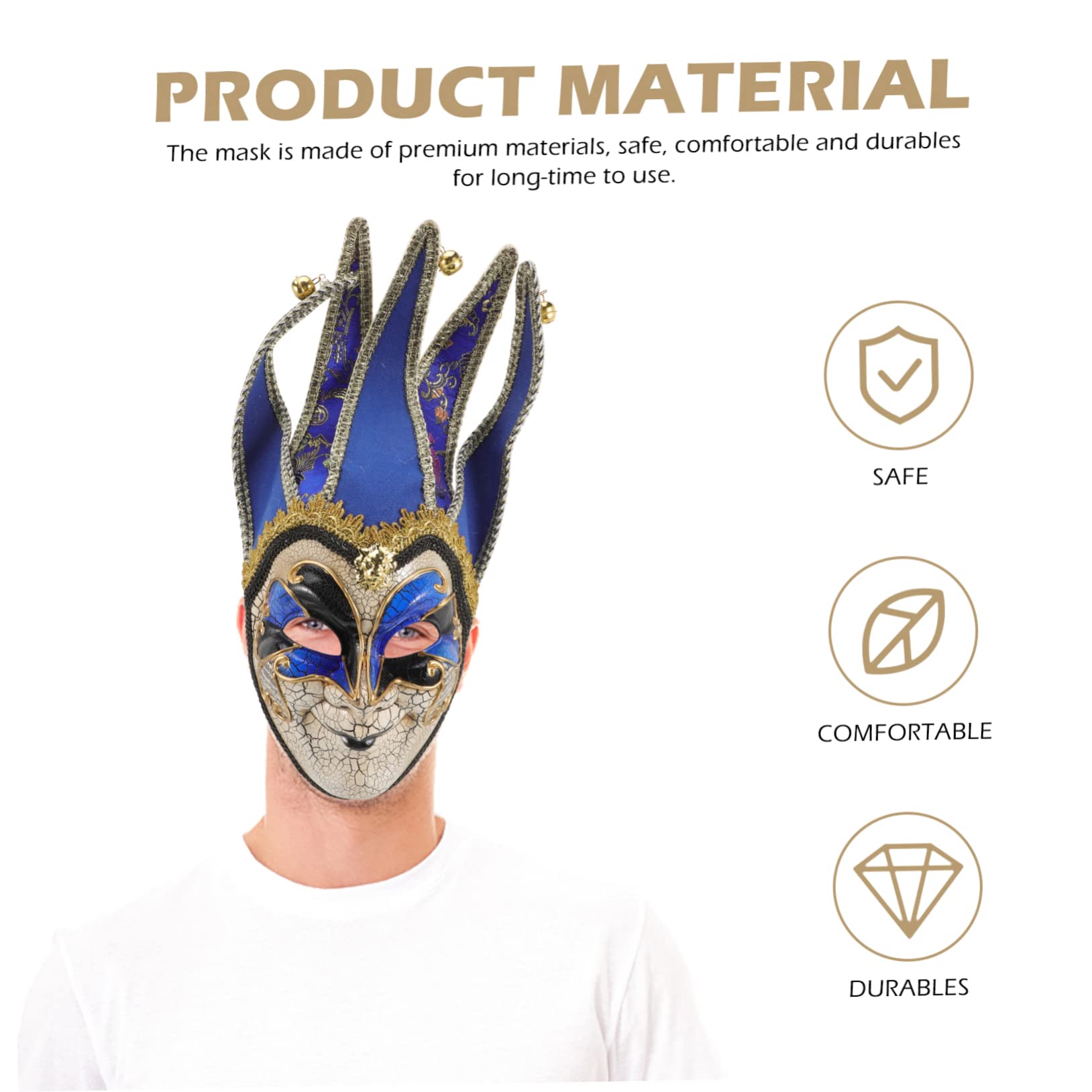 Máscara de hombre agrietado Brillantina Víspera de Todos cosplay mascarada accesorio de máscara decorativa máscaras de carnaval el plastico Azul