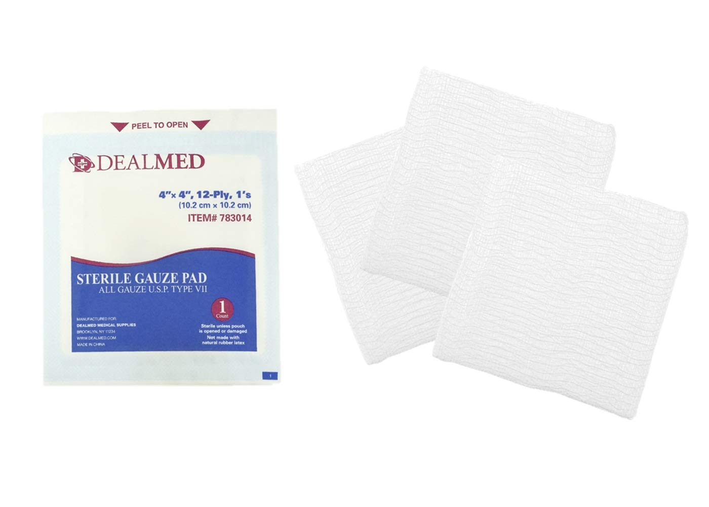 Dealmed Sterile Gauze Pads 100 Count, 4’’ x 4’’ Gauze Pads