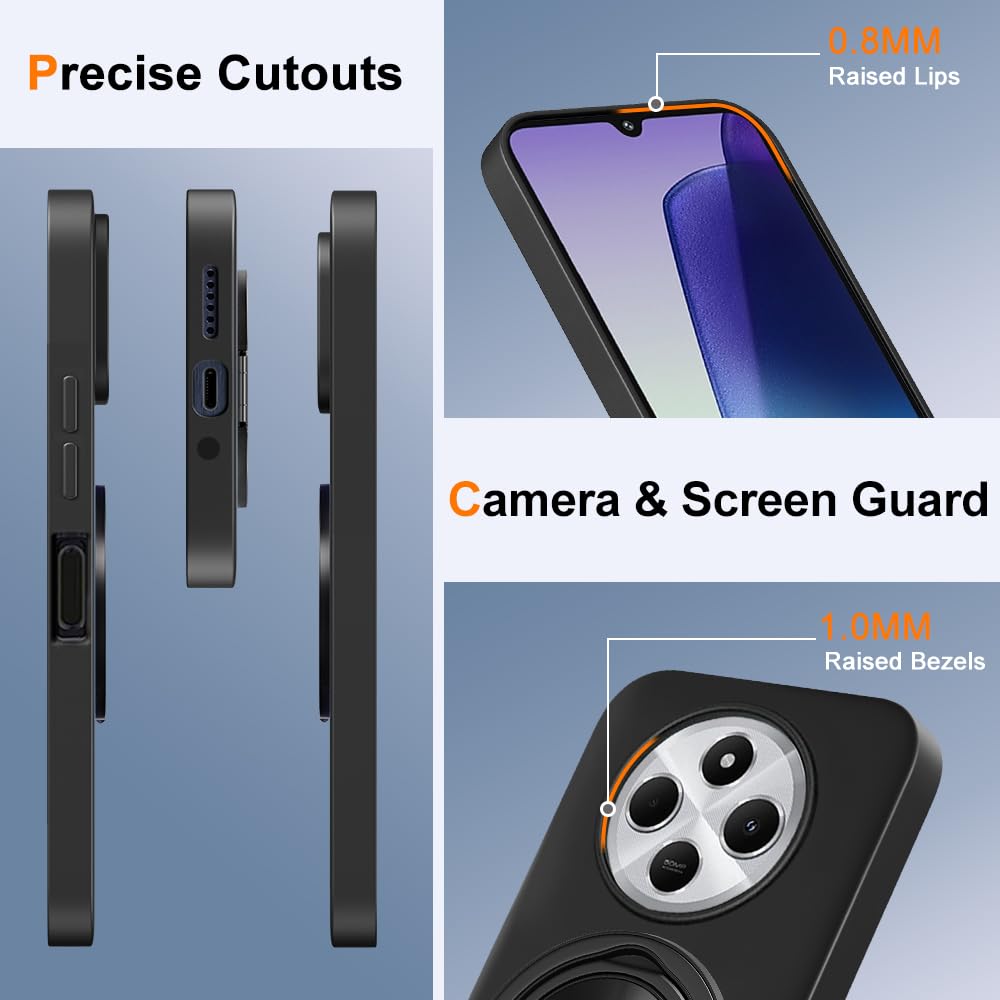 Shockproof Armor Ring Case For Xiaomi Redmi 14C 14 C Redmi14C 4G 4G Slide Camera Lens Protection Cover For POCO C75 C 75 POCOC75