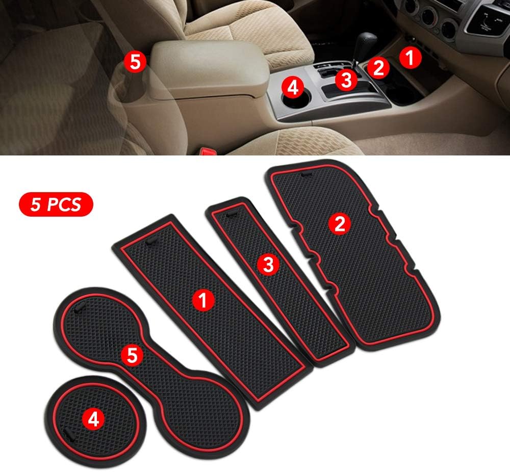 RaxTDM Custom Fit Cup Holder and Door Compartment Liner Accessories for Toyota Tacoma 2005-2015