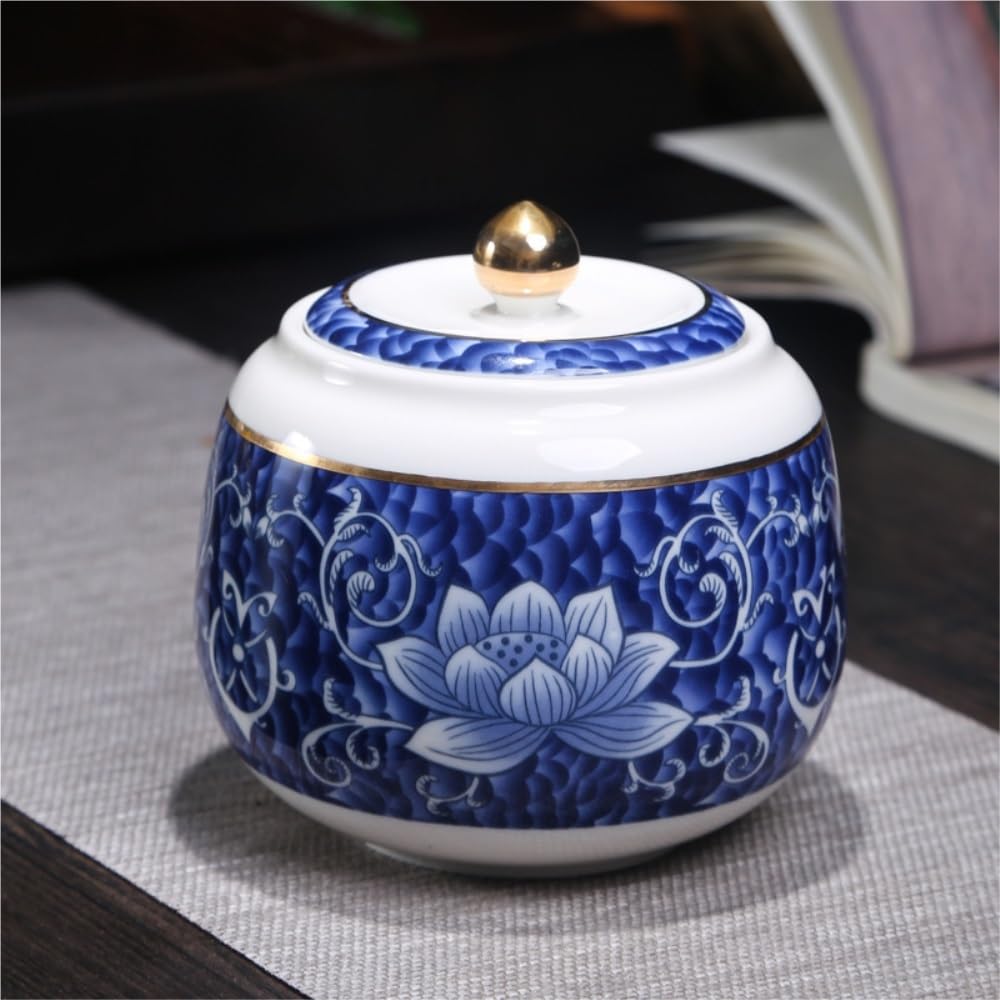 Tee-Organizer und Aufbewahrung Blaues und weißes Porzellan-Tee-Vorratsbehälterglas for den Haushalt, kleines versiegeltes Glas, chinesisches Teeservice, Einzelglas Teedosen für die Küche(A,S) Küche, Haushalt & Wohnen