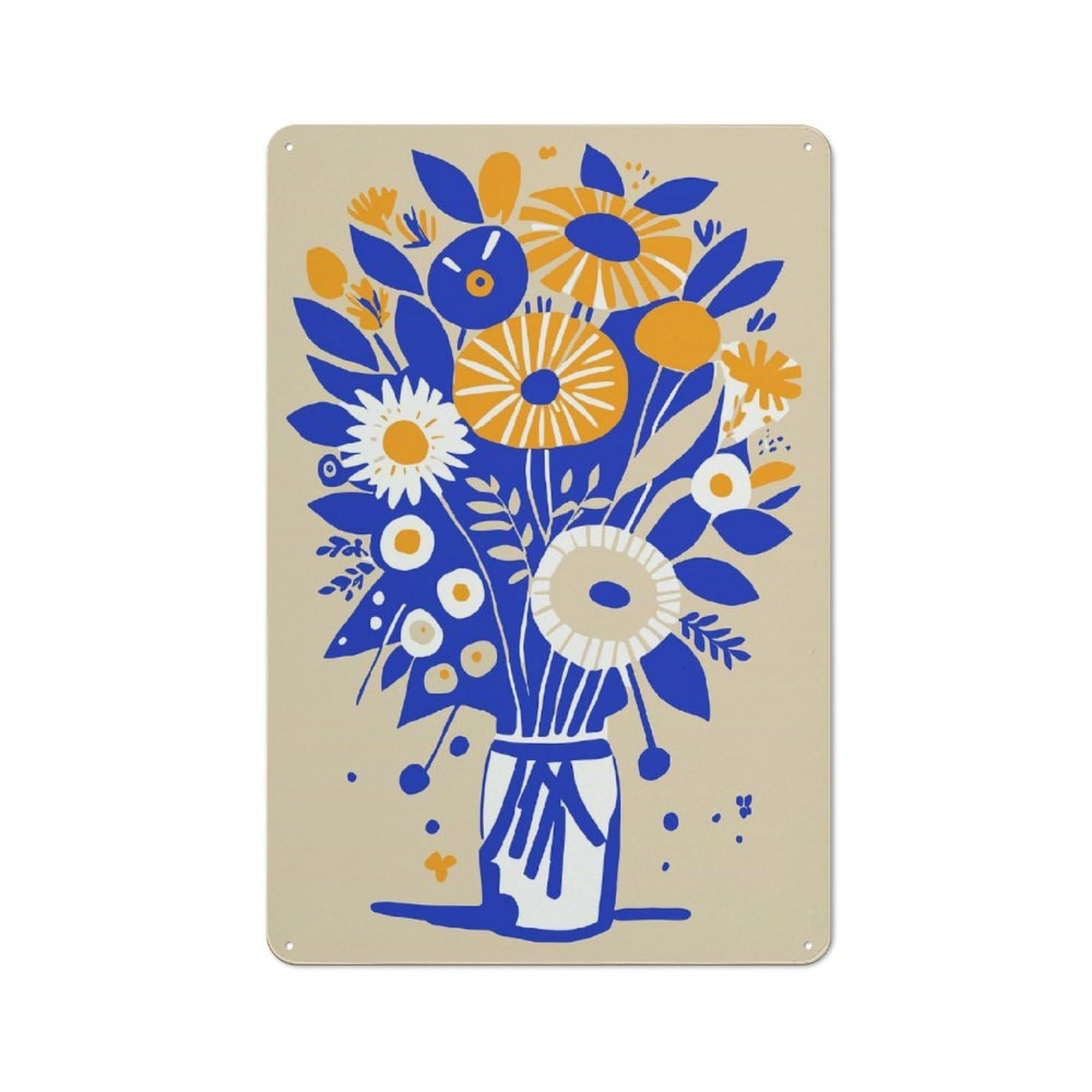 Urban Evelyn Bouquet of Flowers Decorative Metal Plaque 30x20cm, Urban Room Decor for Flat, Bar, Studio Or Gallery Wall