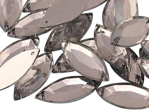 Miniatura 7 de Allstarco - Cuentas de plástico para coser 50 piezas con parte trasera plana CH21 Navette para manualidades diamantes de imitación acrílicos de