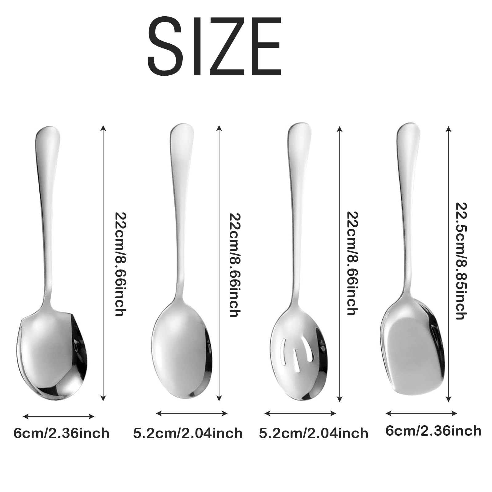 Serving Spoons Large, 4 Pcs Stainless Steel Buffet Serving Spoon Long Handle Soup Spoons Cooking Spoon Kitchen Tool - Image 2