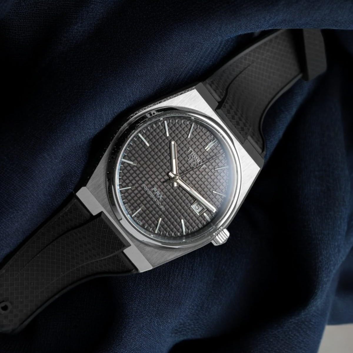 Tissot PRX Powermatic 80 Silicone Rubber Replacement Watch Straps - Compatible Watch Bands for Tissot PRS Automatic, Quartz, Chronograph 40mm - Size 12mm - For Men & Women - Quick-Release (Black, 12mm)