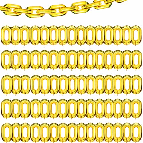 Virtue morals 100 Pcs Foil Chain Balloons Gold Jumbo Chain Balloons for 80s 90s Party Decorations Giant Balloon, 16 Inch by Virtue morals - Used condition - US$14.84