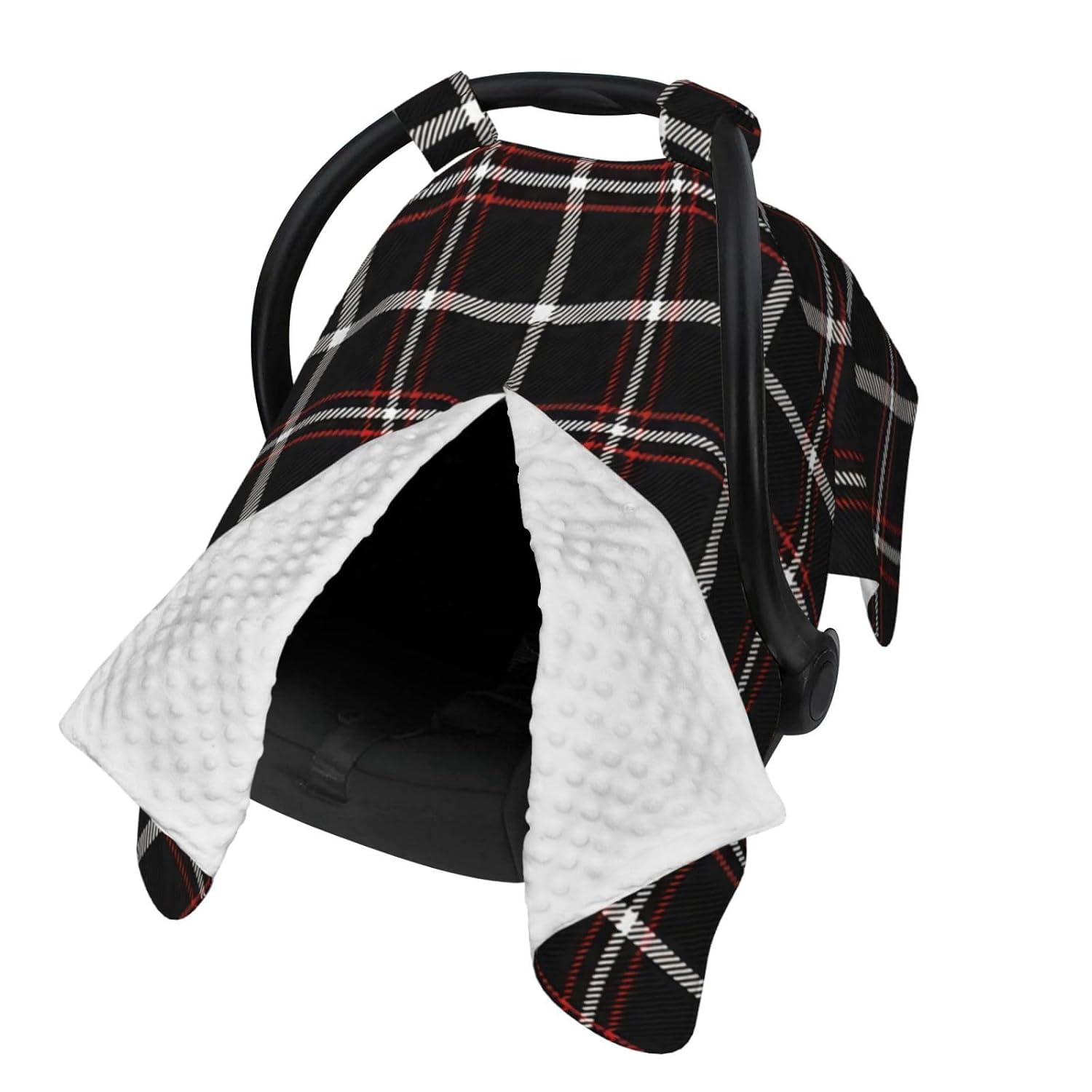 Christmas-and-New-Year-Tartan Baby Car Seat Cover & Breastfeeding Nursing Cover - Breathable Stretch Fabric Multi-Use Nursing Cover for Breastfeeding