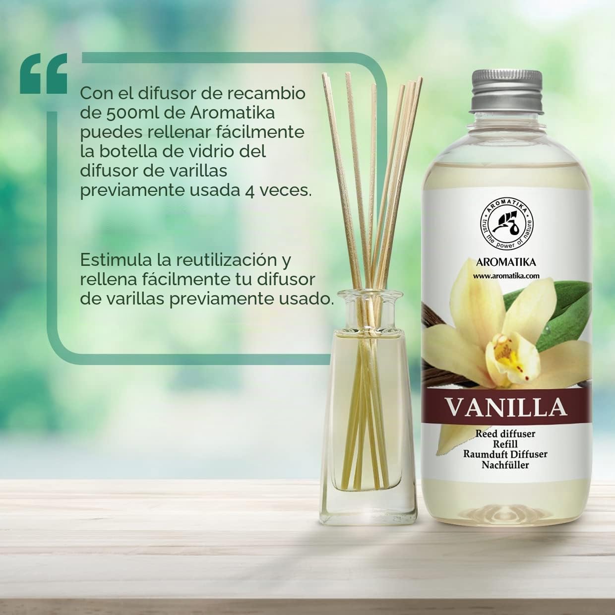 Recambio de Vainilla 2x500ml - Relleno para Difusor Aromático - Ambientador Perfumado - Fragancia para Habitación