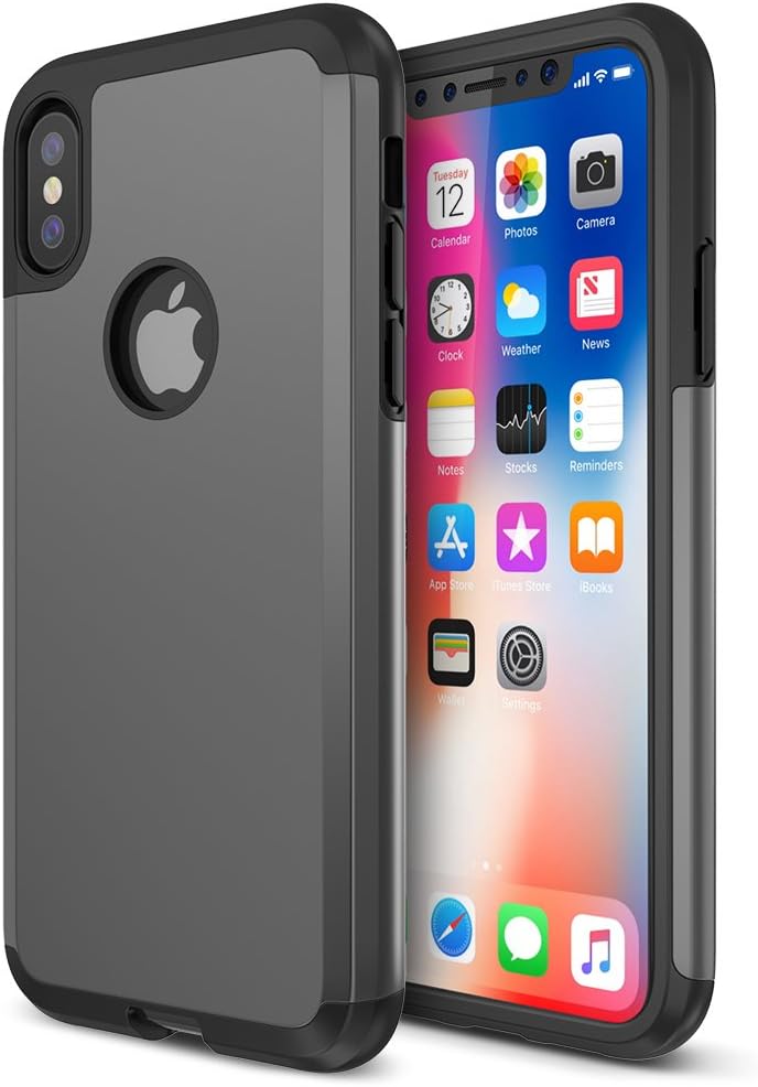 TrianiumProtanium Series Case Designed for Apple iPhone Xs (2018) / iPhone X (2017) Case with Heavy Duty Protection and Reinforced Corner Cushion and Rigid Hard Back Panel PO Gunmetal TM000209