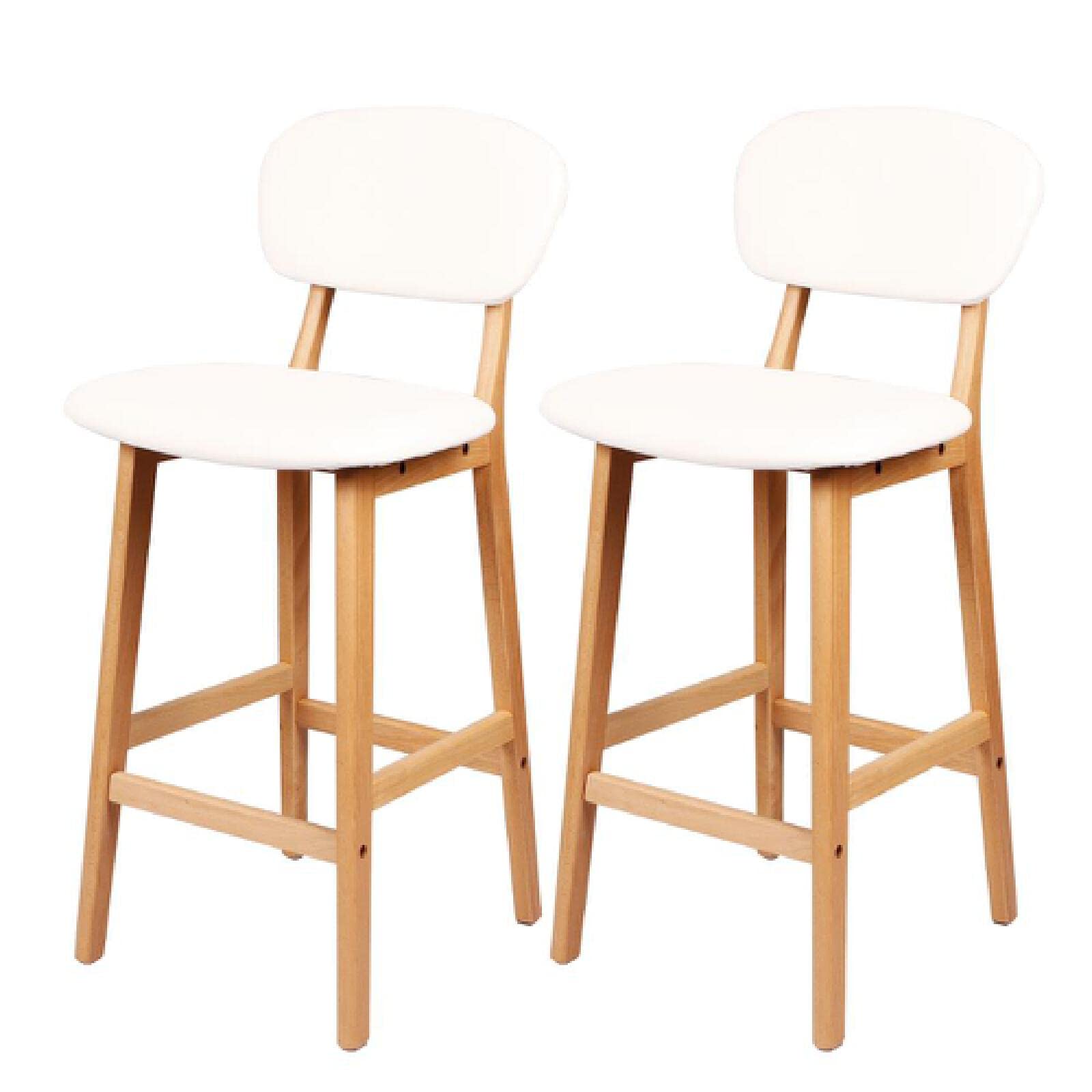 MCWJ2PCs/set White Bar Stool Designer Kitchen Stool in Faux Leather Wood Home Office Kitchen Dining Coffee Chairs Bar Furnitur,white,