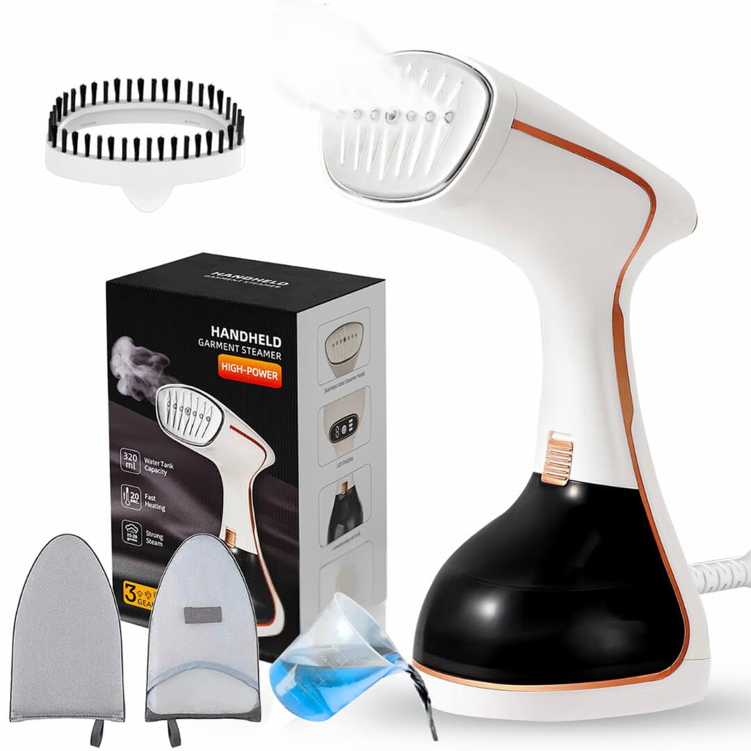 Revalinx Vertical Steam Iron 1800W, Portable and Handheld 2 in 1 with LCD Screen, 320 ml Tank, Leakproof, Fast Heating – Steamer for Travel and Home Clothes