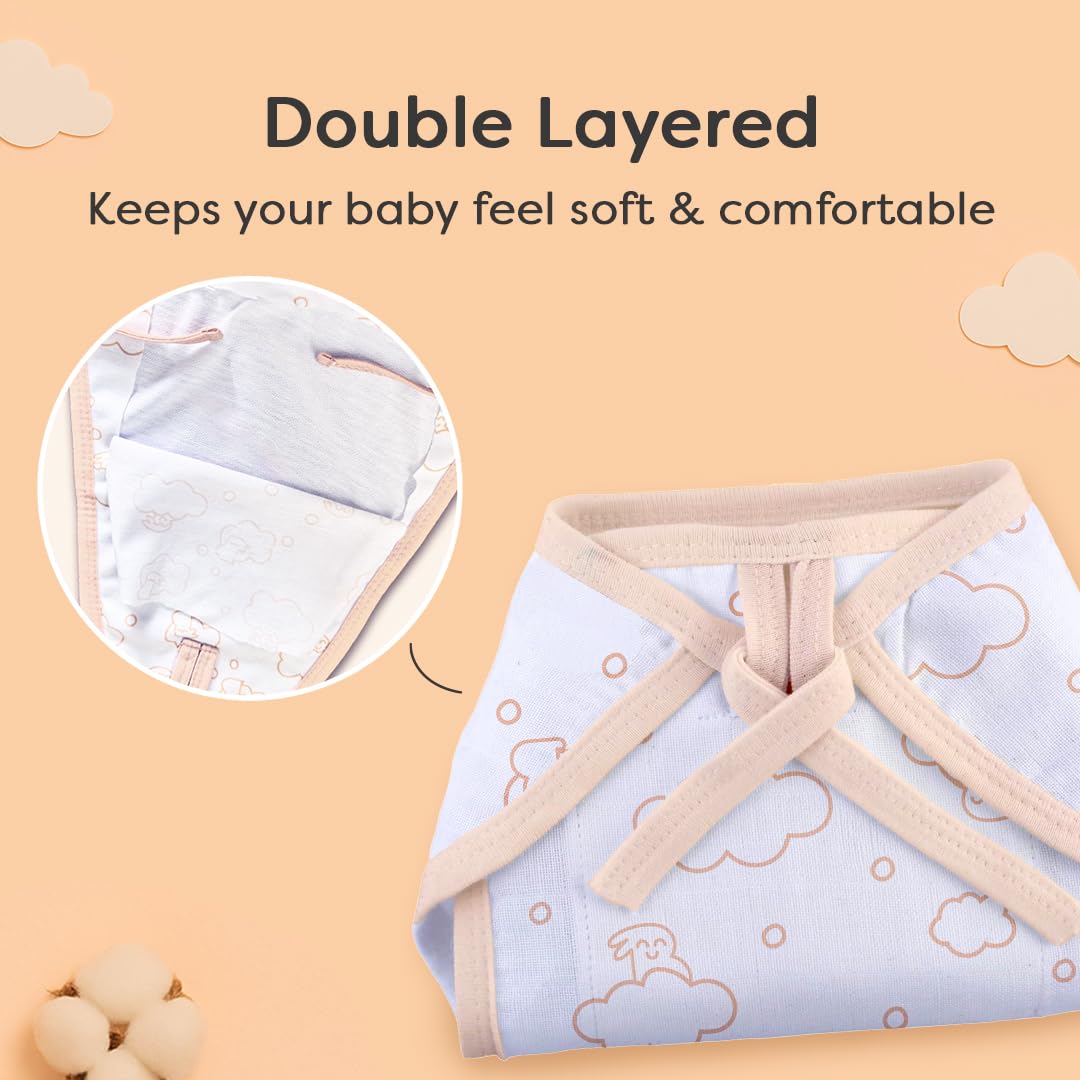 SuperBottoms BASIC Double Layered 100% Pure Cotton Langot for New Born 0-3 Months – Baby Gift Set for New Born – Pack of 6 – Fits Up To 5 kg - Image 3 thumbnail