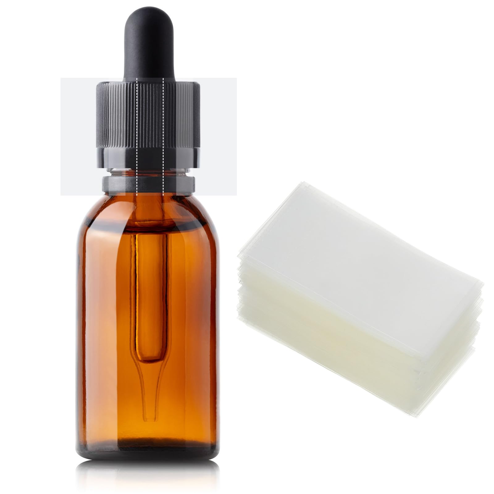 500 Pcs Shrink Wrap for Bottles Sublimation Shrink Wrap Sleeves Perforated Heat Seals Clear Perforated Bands for Dropper Essential Oil Bottles Lip Gloss Tubes(1.8 x 0.9 Inch, Diameter 3/4 to 1 Inch)