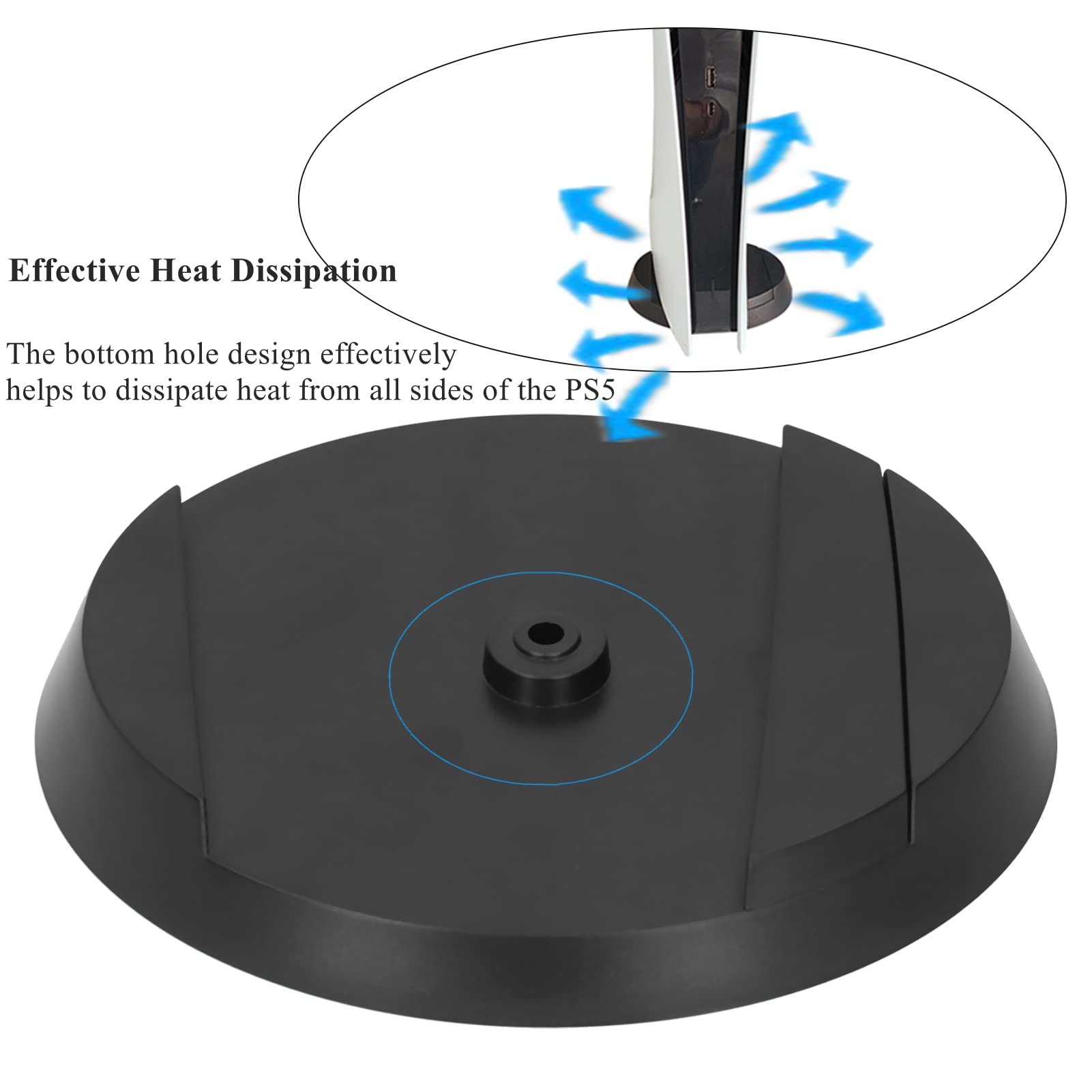 Supporto verticale per console di gioco PS5, supporto di fissaggio per banchina verticale professionale base per console di gioco poco ingombrante con viti, design del foro inferiore, nero