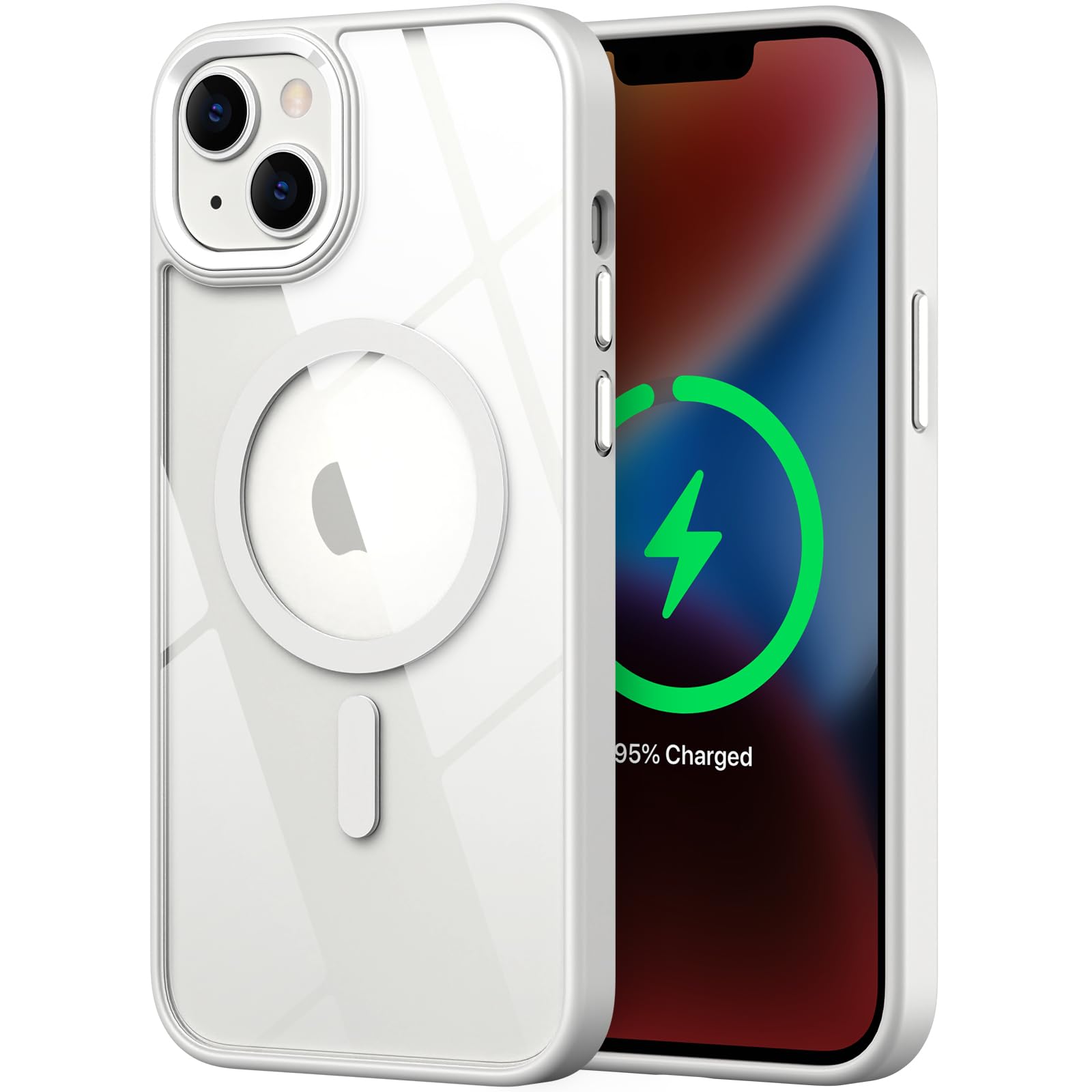 SaiMeun Magnetic for iPhone 14 Case, [Compatible with MagSafe] [Military-Grade Protection] Crystal Clear Hard Back&Soft TPU Frame Shockproof