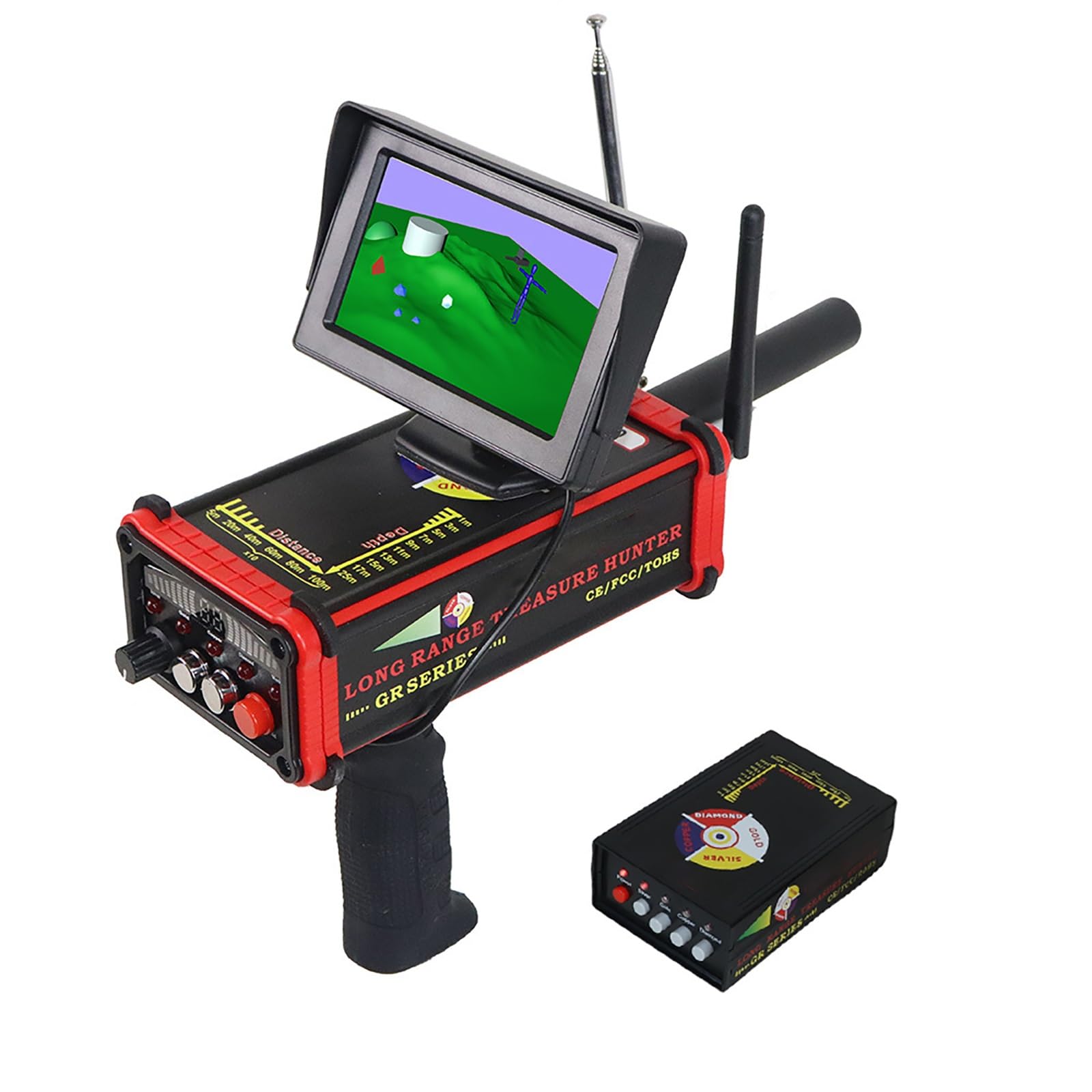Rilevatore di metalli professionale, ad alta precisione, in rame, oro, argento, 25 m, profondità 1000 m, rilevamento a lunga distanza, scanner sotterraneo con display a LED