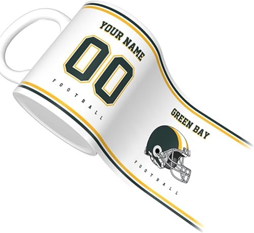 Miniatura 3 de Green Bay - Tazas de café, taza de viaje personalizada estilo fútbol, nombre y número personalizados, regalos para hombres, mujeres y jóvenes
