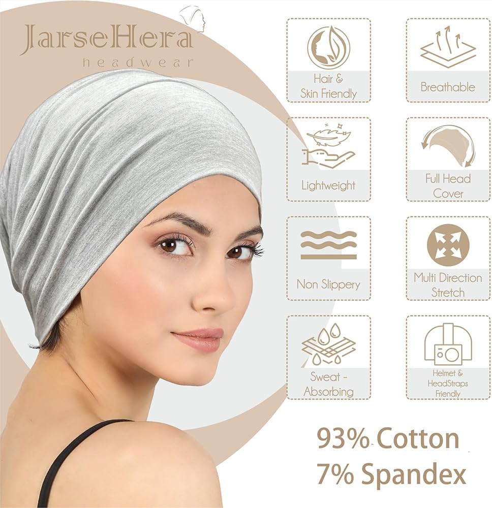JarseHera 2PCS Cotton Slouchy Beanie Chemo Headwear Soft Slouch Cancer Caps Hats Head Cover for Hair Loss - Image 5