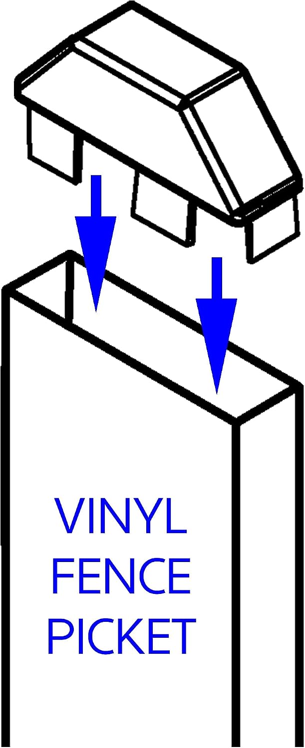 Vinyl Picket Fence Caps - 7/8" x 3" Dog Eared Style Vinyl Fence Picket Caps - White Picket Caps - (5 Pack)
