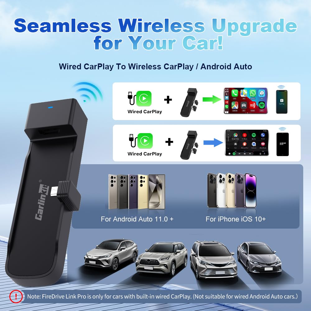Carlinkit Kablosuz CarPlay ve Android Otomatik Adaptör, FireDrive