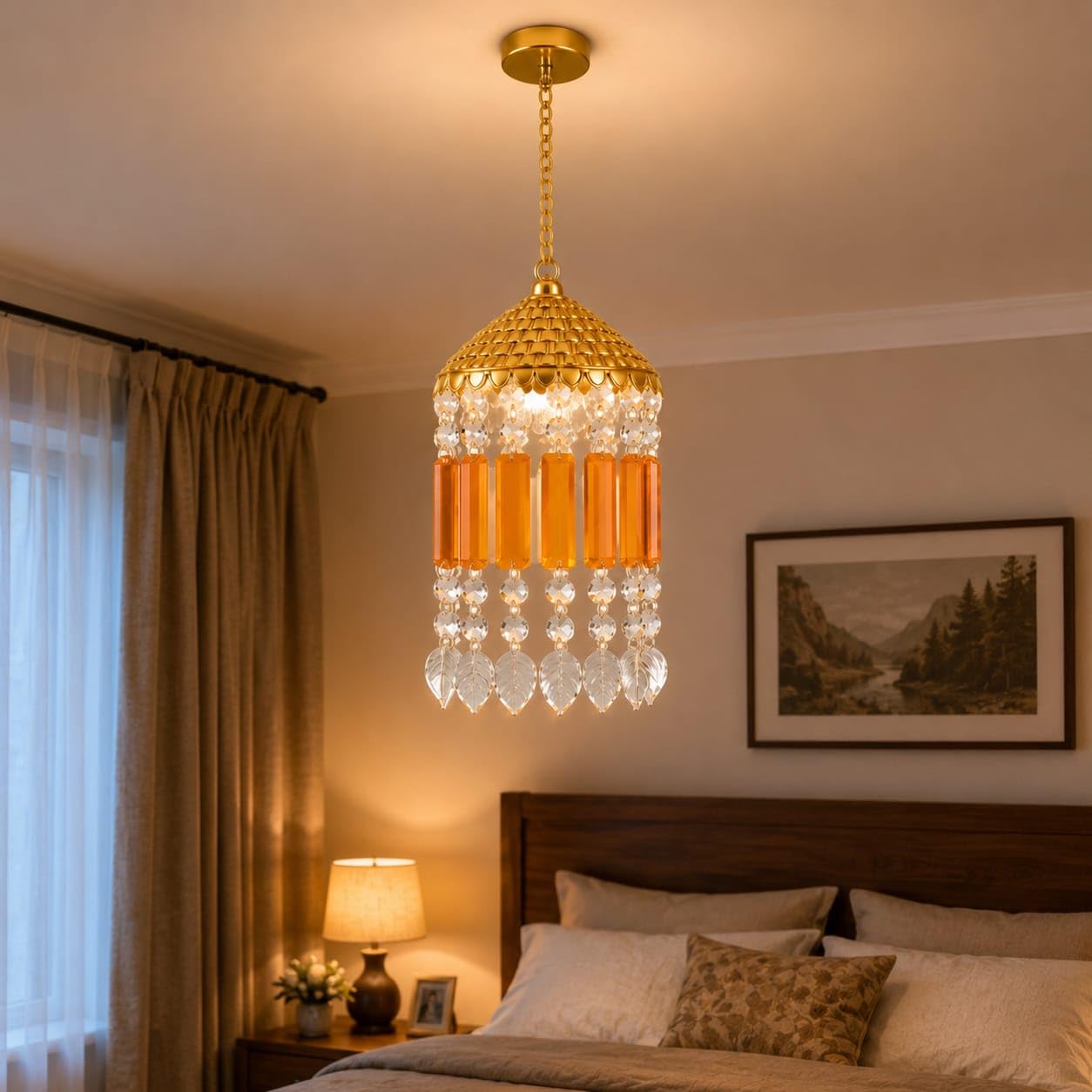 Beautiful Imported Crystal Chandelier Jhoomer Ceiling Hanging Lamp for Hall, Bedroom, Living Room, Highly Durable Aesthetic Luxury Home & Wall Decor-image-10