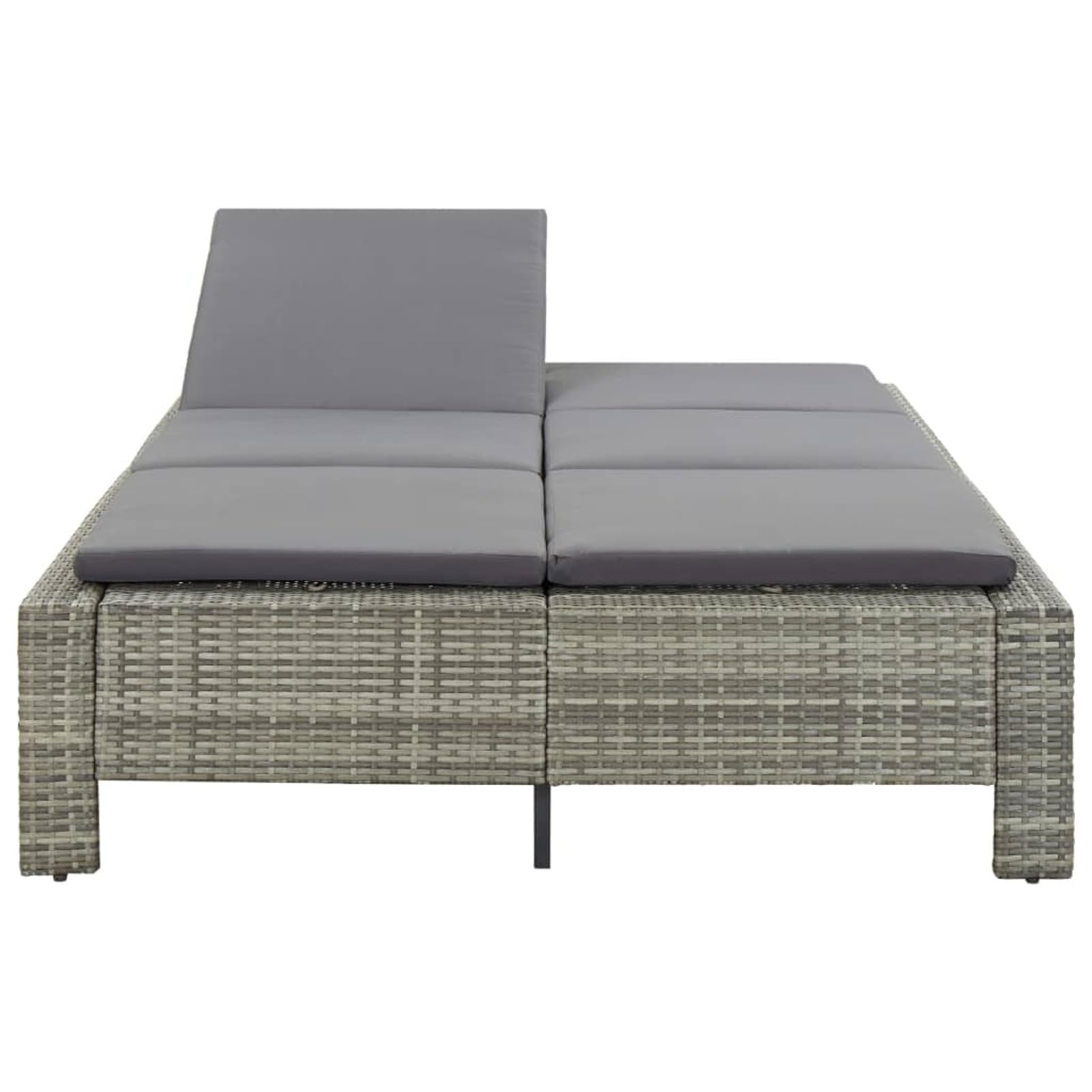 Mobili Lettino Prendisole a 2 Posti con Cuscino in Polyrattan Grigio, Divano Letto Mobili per Esterni Prendisole per Spiaggia Piscina Giardino Casa Mobili Decor per Casa