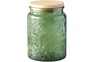 Retro Cookie Jar: Vintage Glass Jar with Emerald Green Lid for Sweet Treats
