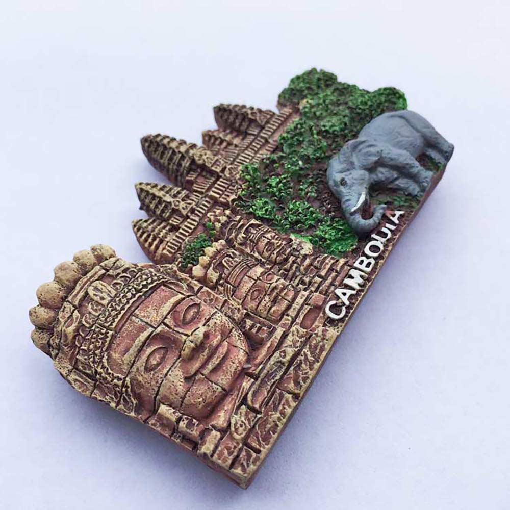 Calendula Magnete Frigorifero 3D Angkor Wat Cambogia - Souvenir Da Viaggio In Resina, 7x5 Cm, Fatto A Mano