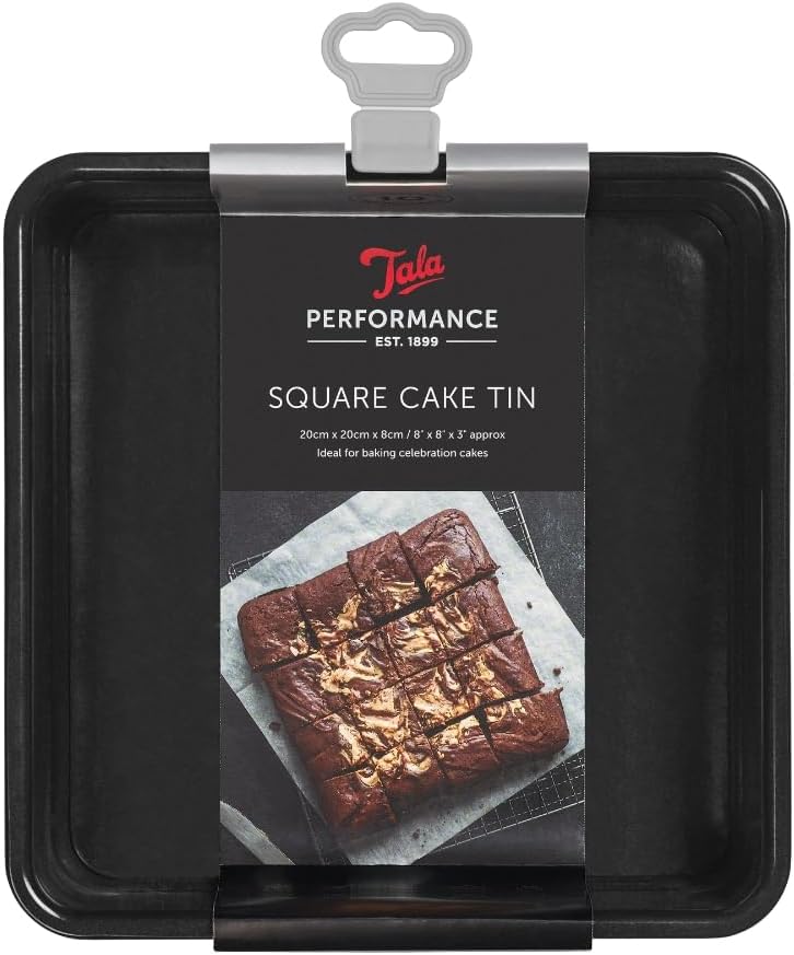 Performance, Loose Base Square Cake Tin, Professional Gauge Carbon Steel with Eclipse Non-Stick Coating, 21.9x21.9x7.5 cm Cake Pan; Cake Pan, Ideal for Bakes and Celebration Cakes