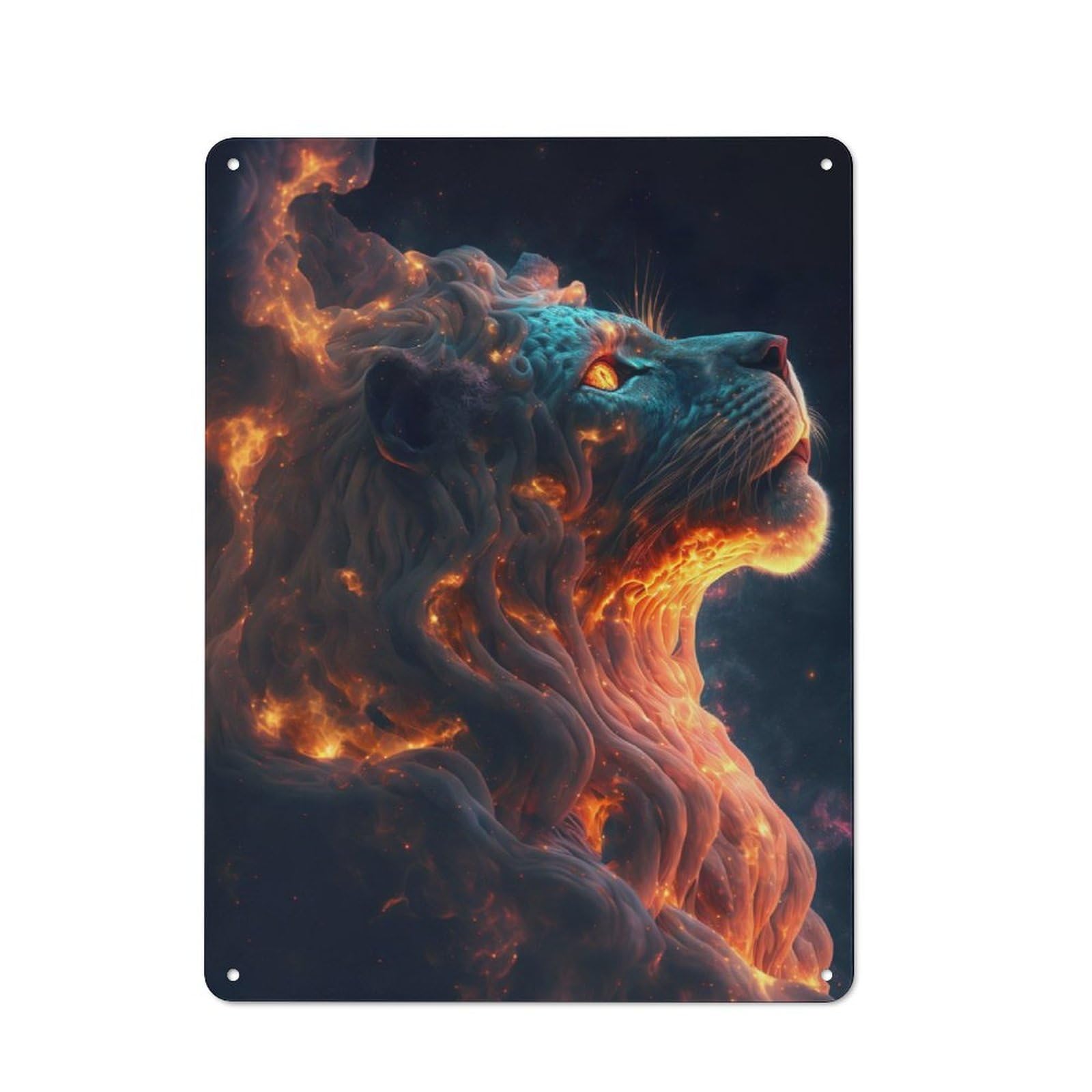 Junmoney Cosmic Lion Retro Tin Sign 40X30cm For Hallway Wall, For Home Decor Fans Who Collect Metal Signs
