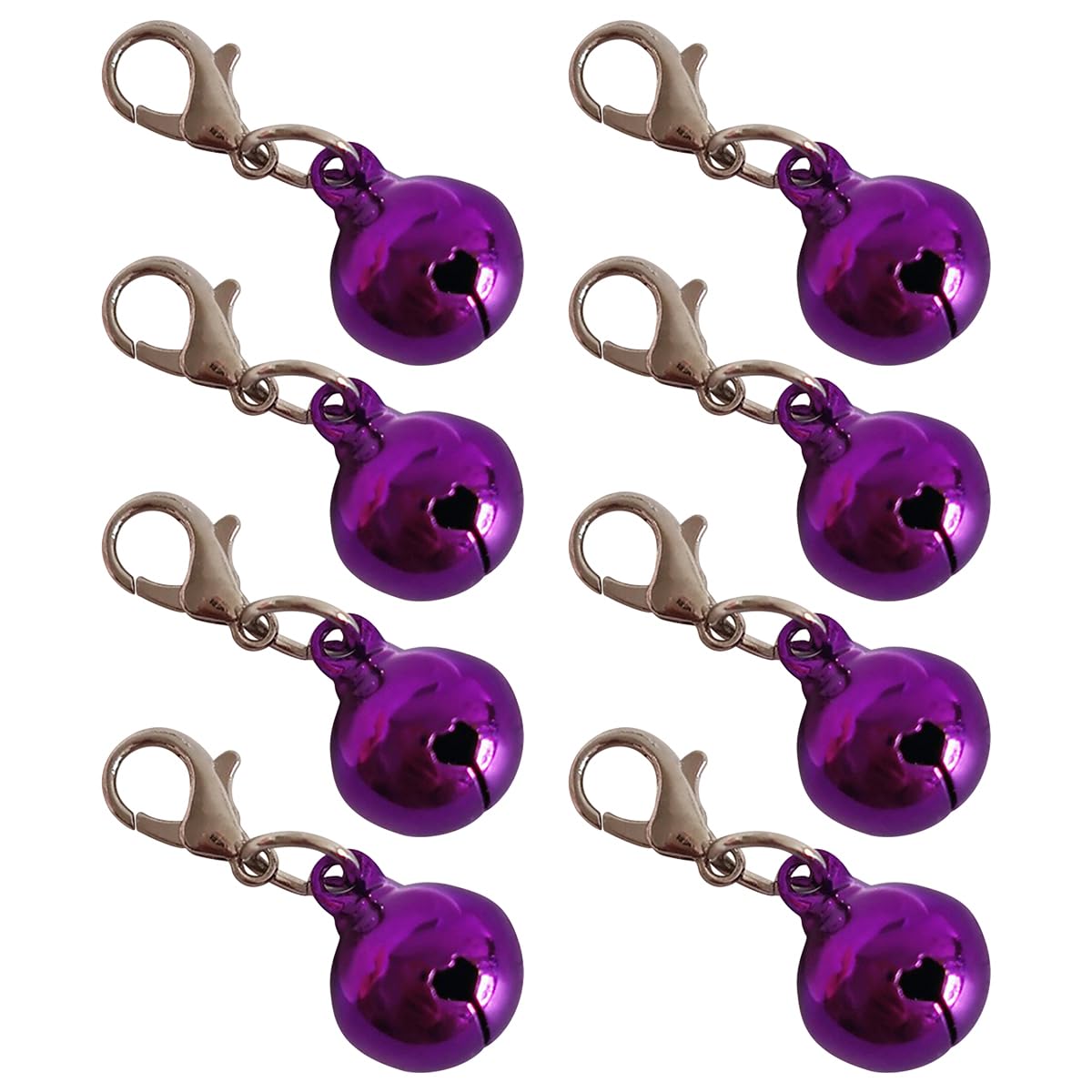 Heoaaoeh 8pcs 14mm Metal Jingle Bell with Clasps, Hanging Bells Charm for Pet Collars Keychain Pendant Jewelry Ornaments