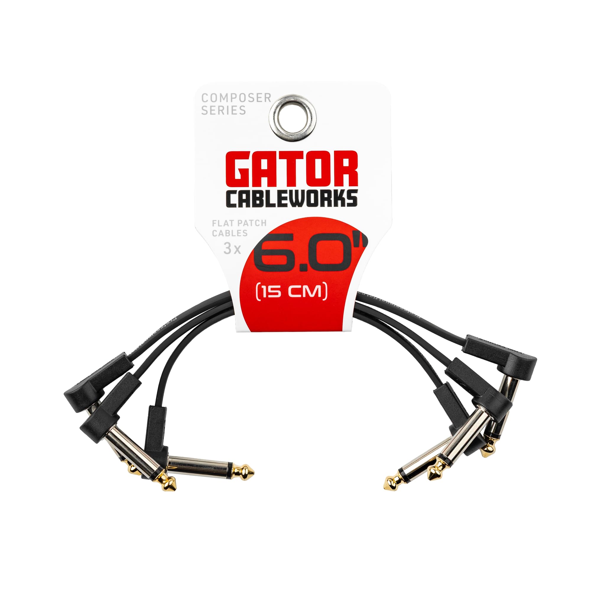 CableWorks By Gator Cases Composer Series GCWC-FPC6-3PK, flaches Patchkabel, 15,2 cm, 3 Stück