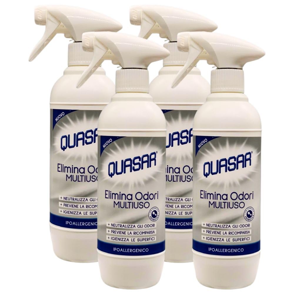 Elima Odori Multiuso, Neutralizza, Previene e Igienizza le Superfici, Ipoallergenico, Confezione da 500ml (4 Unità)