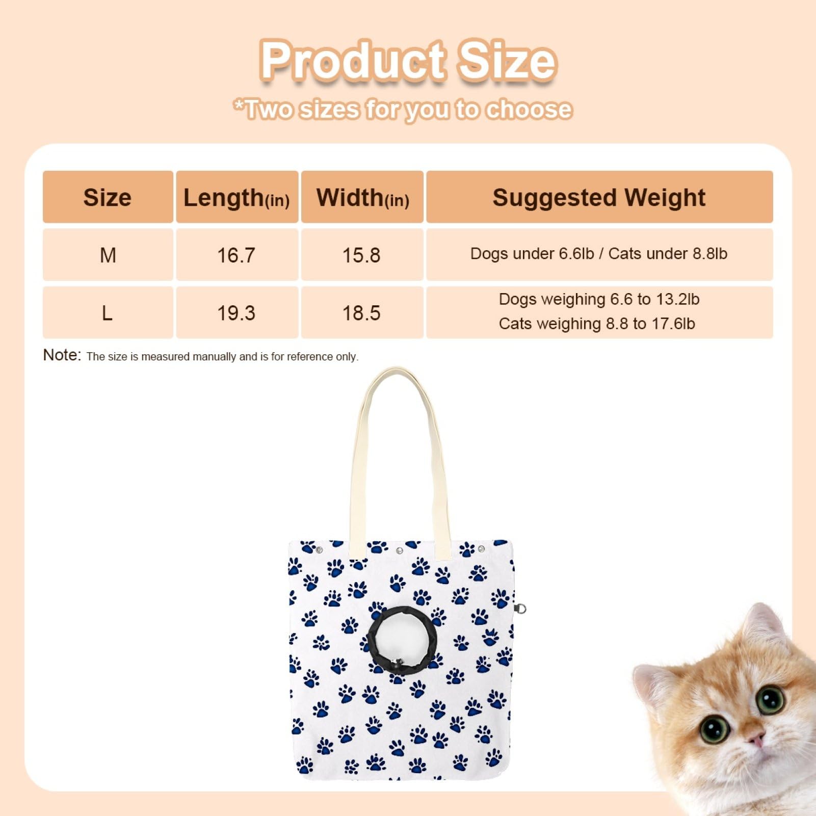 Pet Canvas Shoulder Bag Soft-Sided,Dog Purse Carrier for Small Dogs and Cats, Portable Pet Handbag with Adjustable Hole, Pet Washable Travel Tote Bag,Dark Blue Dog Paw 16.7''x15.8''