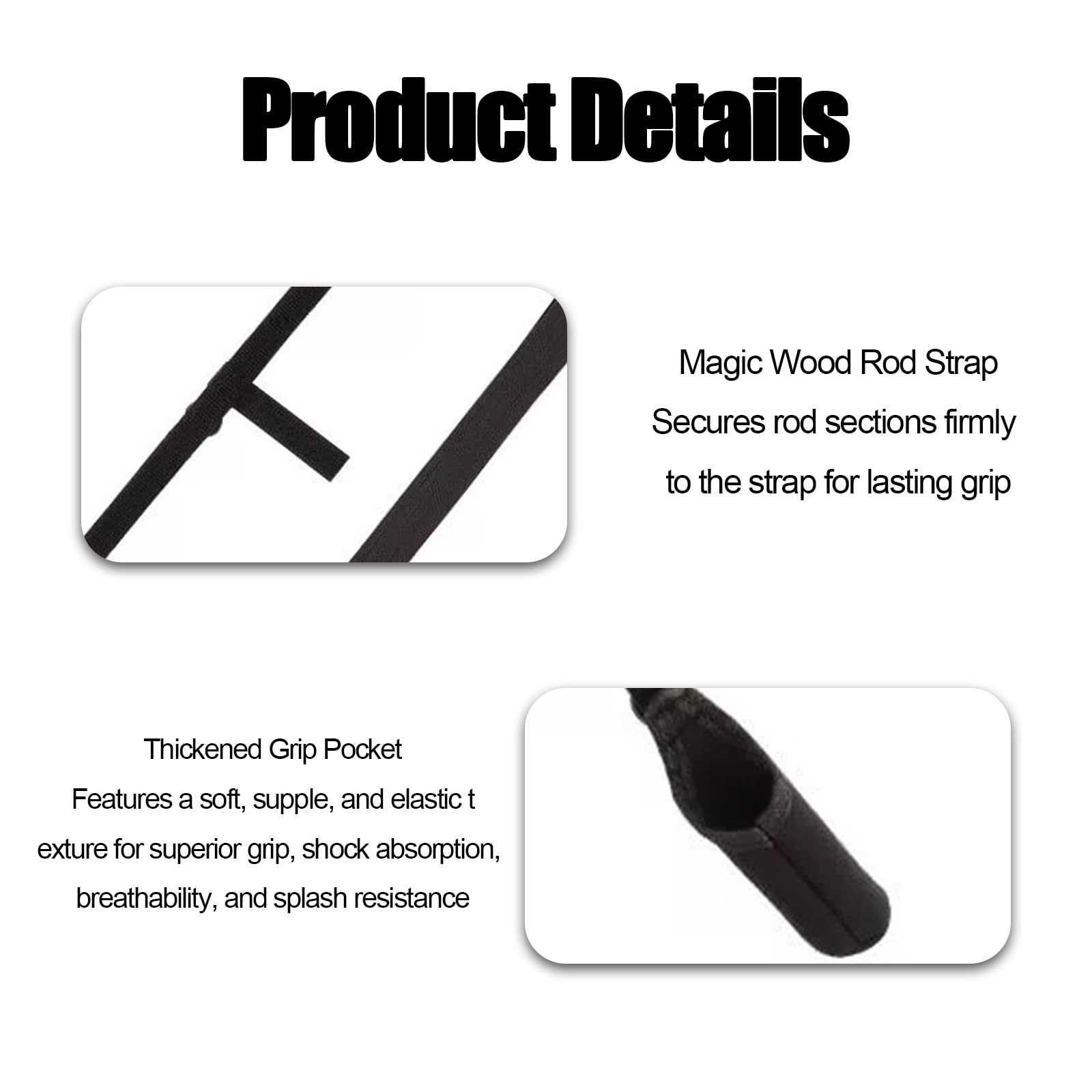 Protector de Caña de Pescar Ajustable en Neopreno Magic Baits - Cinta Protectora Duradera y Resistente para Cañas de Pesca de Dos Piezas, para Transporte Seguro y Protección Óptima (Negro, 1 Par)