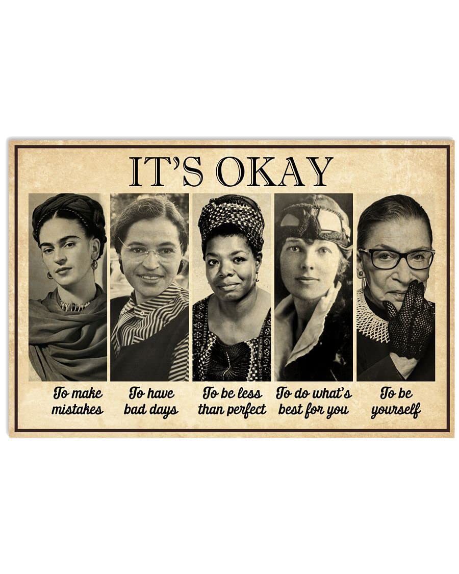 Retro Metal Tin Sign 8 X 12 Inches It's Okay to Make Mistakes Poster Feminist Poster Feminist Wall Art Feminist Print Feminist Art Feminist Gift RBG Poster Funny Wall Decor Nostalgic Arts Decor