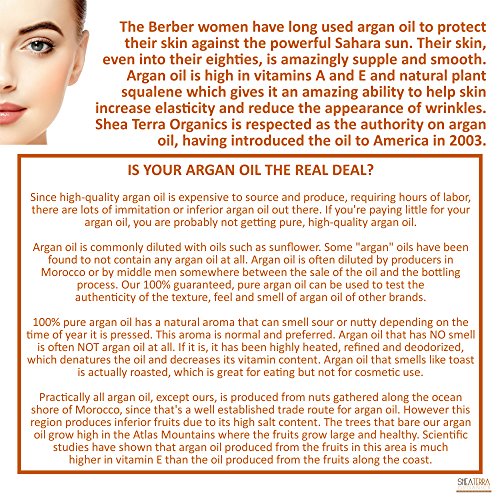 Shea Terra Moroccan Argan Cold-Pressed Extra Virgin Oil | Nutrient-Rich, All Natural & Organic Oil With Anti-Aging Vitamin A And E To Increase Skin Elasticity For Dry, Mature Skin – 2 Oz #TOP3