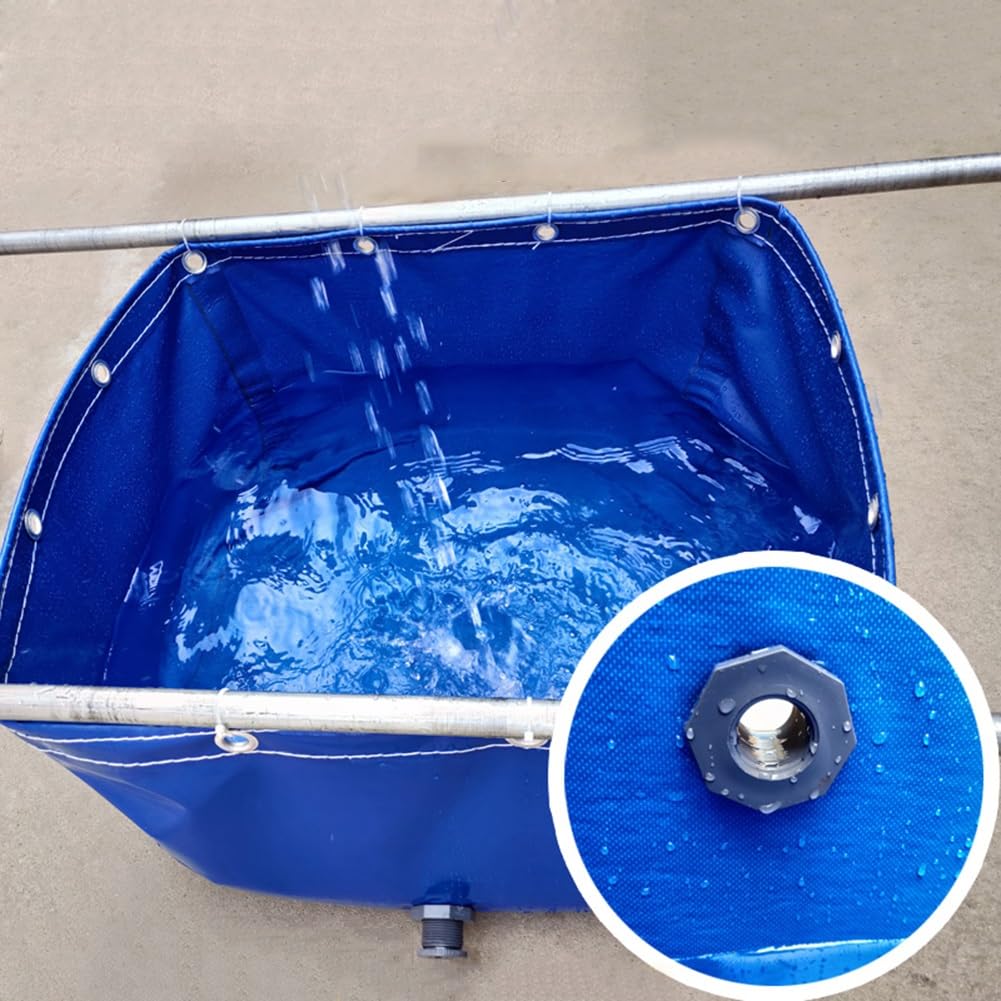 Laghetto per pesci portatile pieghevole per giardino e piscina, grande serbatoio di stoccaggio in tela impermeabile per Koi e piante acquatiche fuori terra blu piscina stagno (1 x 1 x 0,6 m)