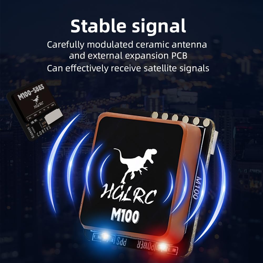 HGLRC M100-5883 GPS Kompass Modul, aufgerüsteter Chip der zehnten Generation kompatibel mit FPV Festflügel UAV