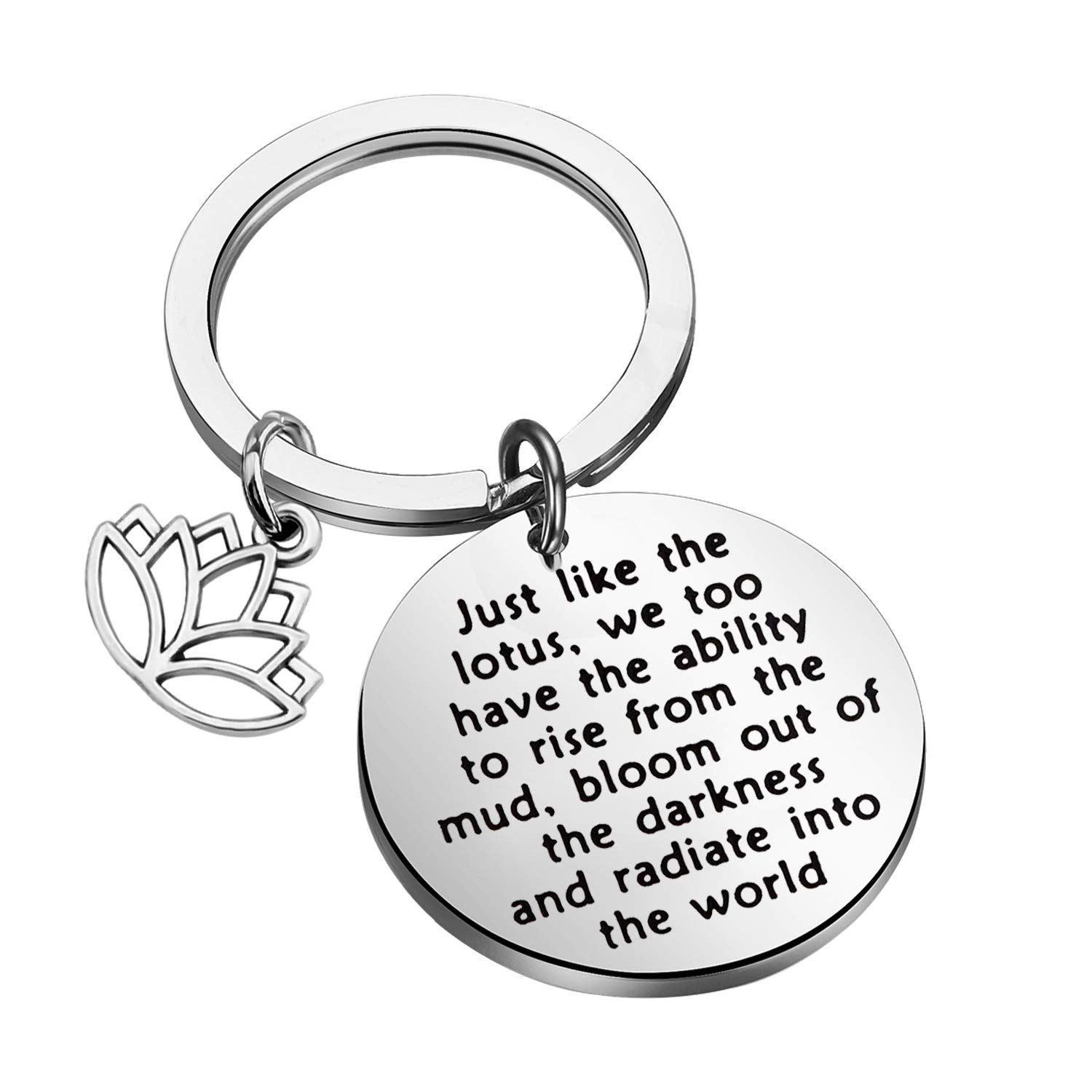 LQRI Lotus Keychain Yoga Karma Inspirational Keychain Best Friend Gift Yoga Lovers Gift Yogi Gift Yoga Teacher Gift