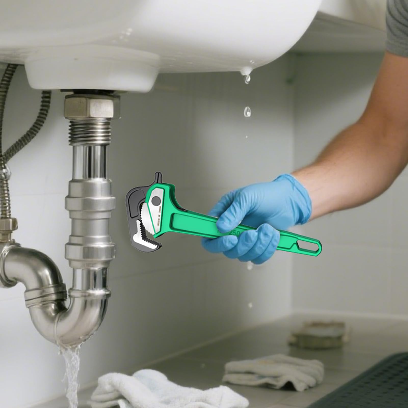 Clé à Tuyaux Pince Robuste et Ajustable pour Lavabo
